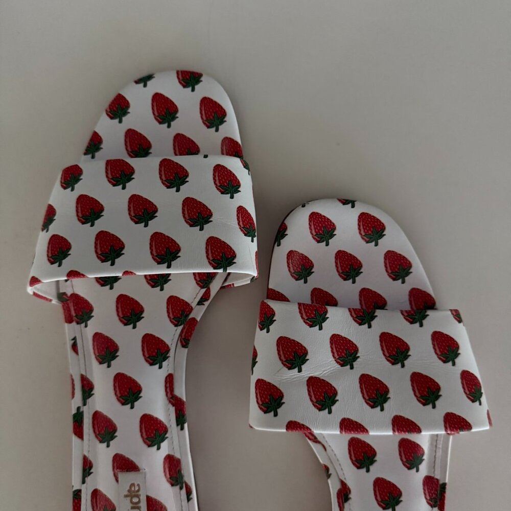 Larroude Ive White Strawberry Mule Sandals - Picture 4 of 6